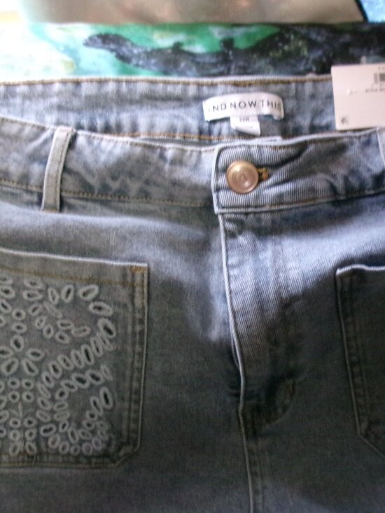 And Now This Denim - NWT 22W Trendy Plus High-Rise Wide-Leg Cutwork Jean